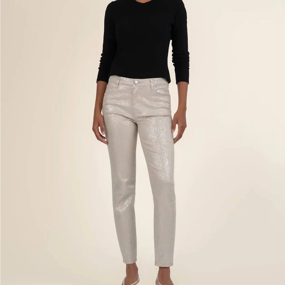 KUT high rise Charlize cigarette leg Metallic silver Women's Jeans